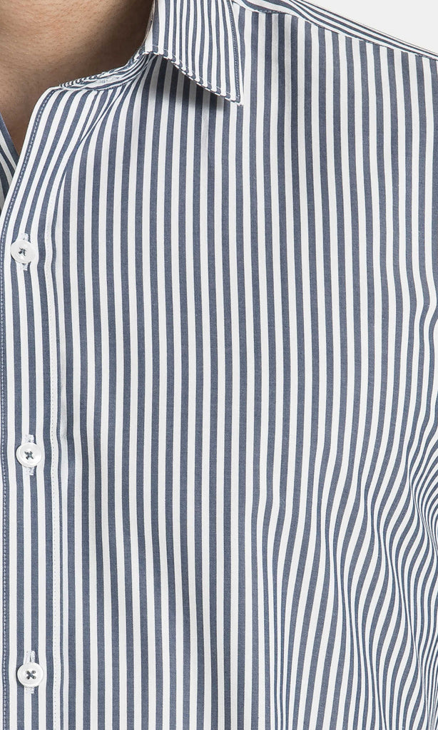Slim Fit Long Sleeve Striped 100% Cotton Casual Shirt - MIB