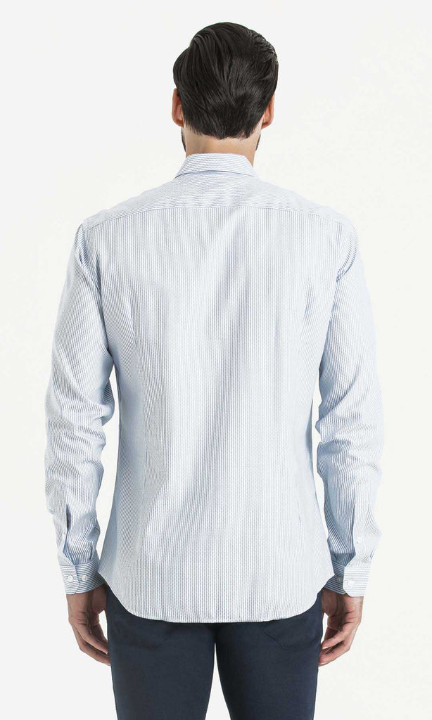 Slim Fit Long Sleeve Striped 100% Cotton Dress Shirt - MIB