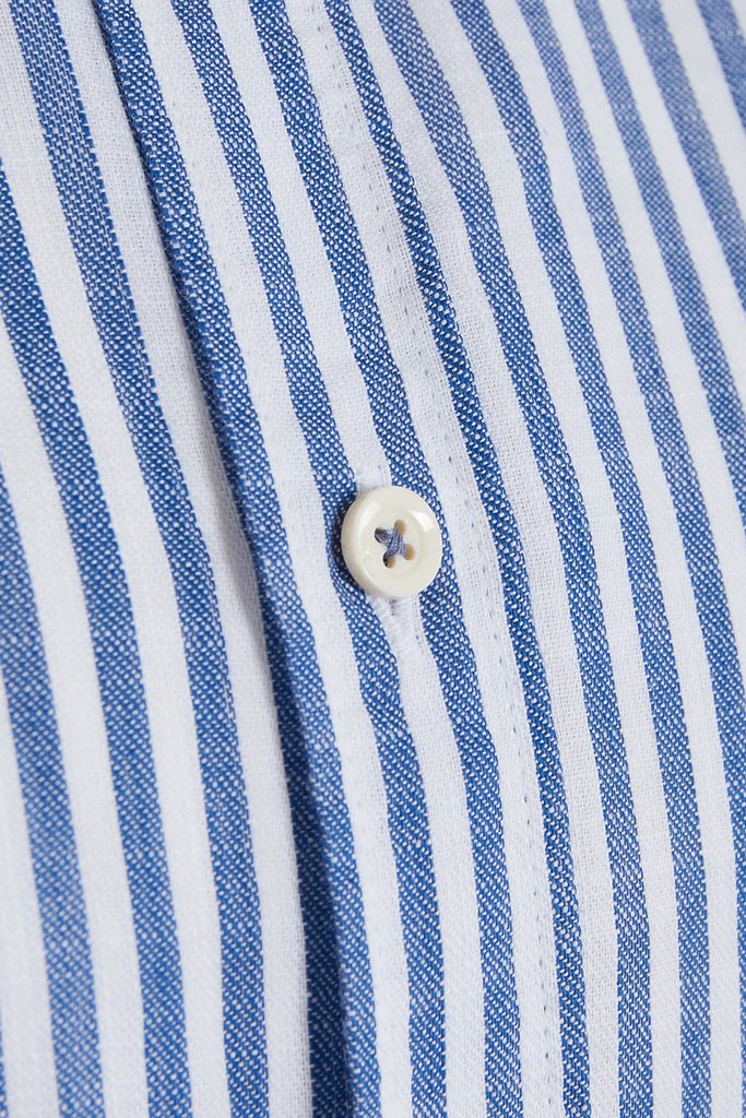 Slim Fit Long Sleeve Striped Cotton Blue Casual Shirt - MIB