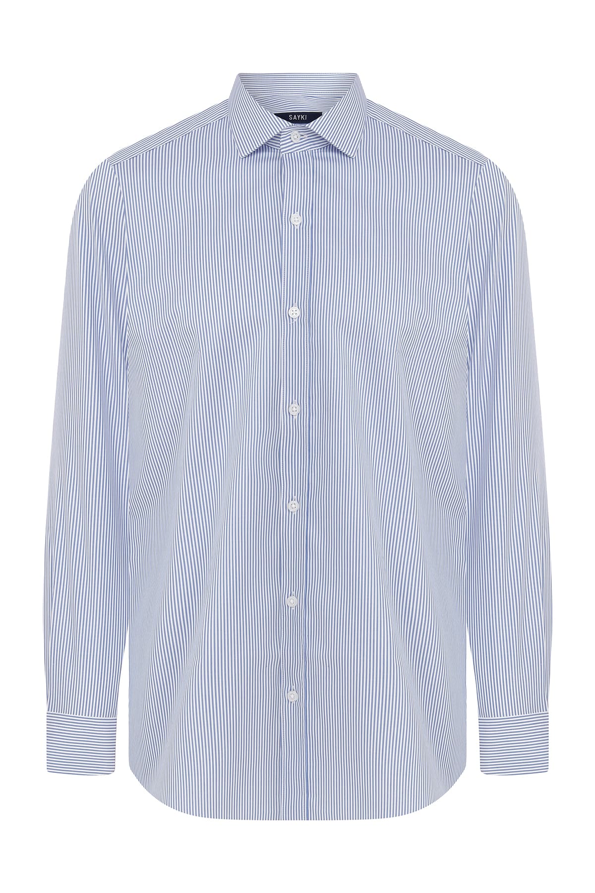 Slim Fit Long Sleeve Striped Cotton Blue Dress Shirt - MIB