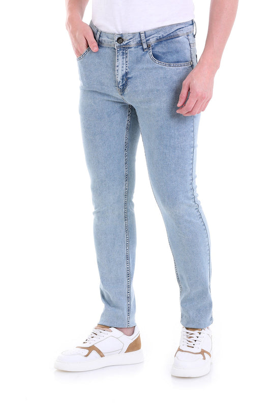 Slim Fit Low Waist Ice Blue Cotton Denim Jeans - SAYKI