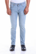 Slim Fit Low Waist Light Blue Cotton Denim
