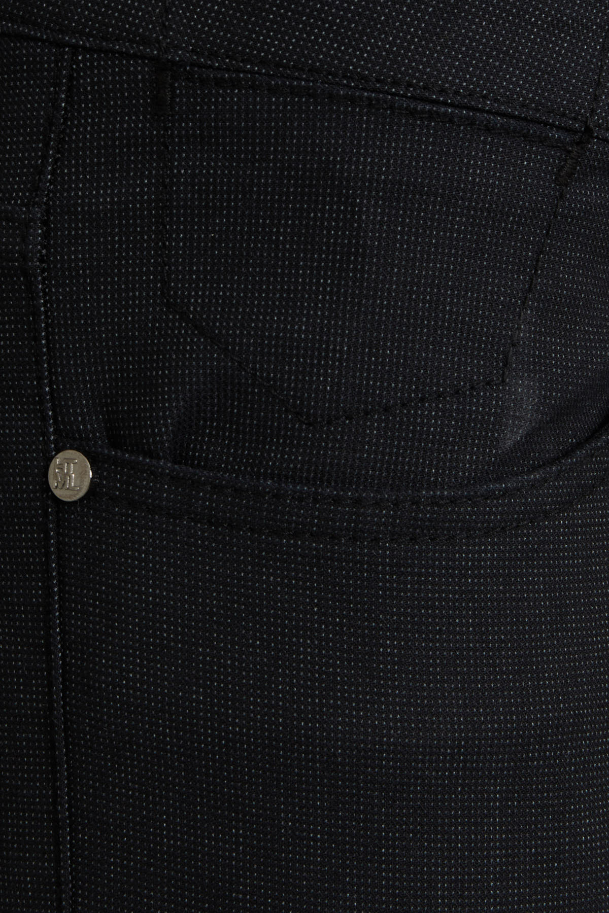 Slim Fit Micro-Dot Low Waist Black Cotton Casual Pants - MIB