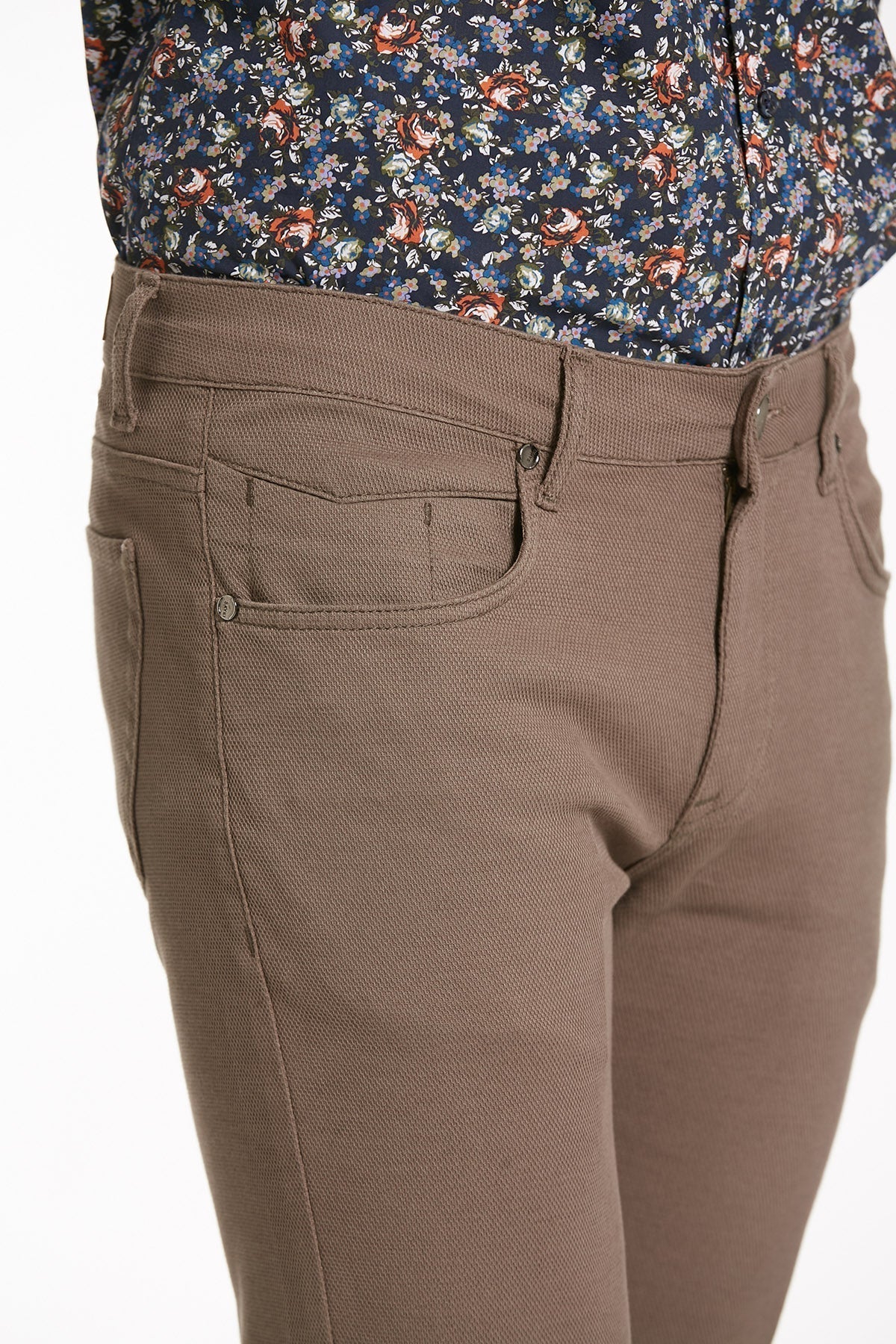 Slim Fit Mink Low Waist Cotton Casual Pants - MIB