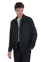 Slim Fit Navy Notch Lapel Overshirt Casual Suit - SAYKI