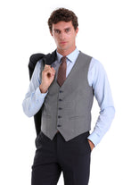Slim Fit Navy Wool Blend Casual Suit with Vest - MIB