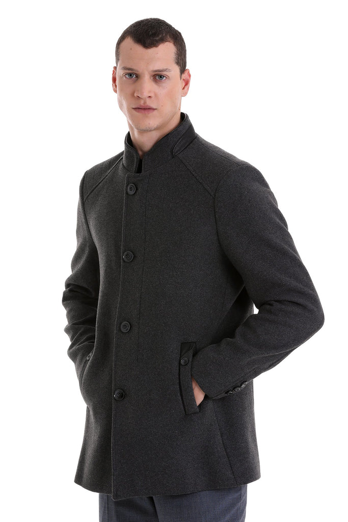 Slim Fit Nikko Stand Collar Wool Blend Coat - MIB