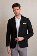 Slim Fit Notch Lapel Black Casual Blazer