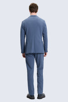Slim fit notch lapel navy blue suit with subtle texture designed for smart casual and modern style occasions