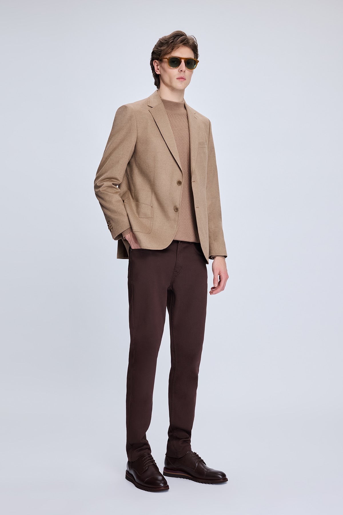 Slim Fit Notch Lapel Camel Casual Blazer - MIB