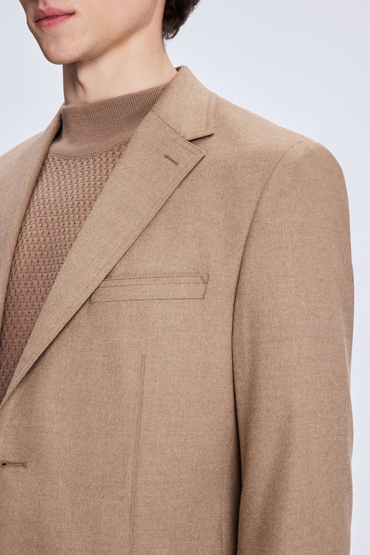 Slim Fit Notch Lapel Camel Casual Blazer - MIB
