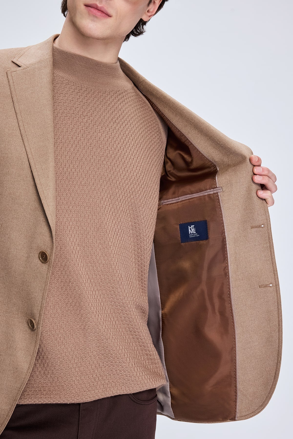 Slim Fit Notch Lapel Camel Casual Blazer - MIB