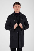 Slim Fit Notch Lapel Dark Gray Wool Overcoat