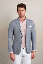 Slim Fit Notch Lapel Light Blue Casual Blazer - SAYKI