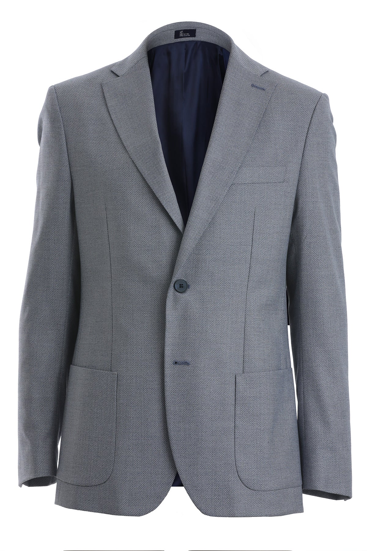 Slim Fit Notch Lapel Light Blue Casual Blazer - SAYKI