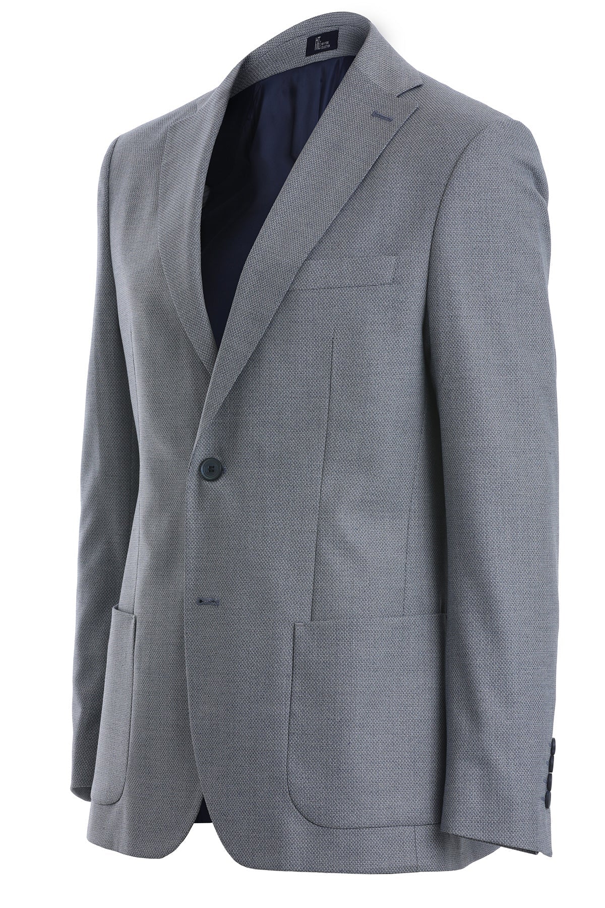 Slim Fit Notch Lapel Light Blue Casual Blazer - SAYKI