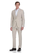 Slim Fit Notch Lapel Lightweight Beige Casual Suit