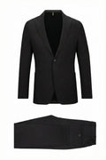 Slim Fit Notch Lapel Lightweight Black Casual Suit