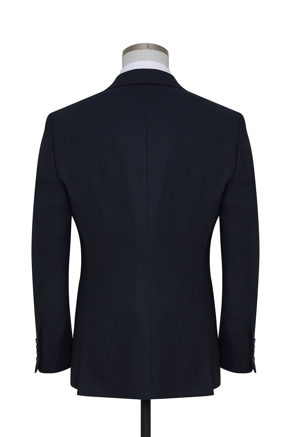 Slim Fit Notch Lapel Navy Wool Blend Casual Suit with Vest