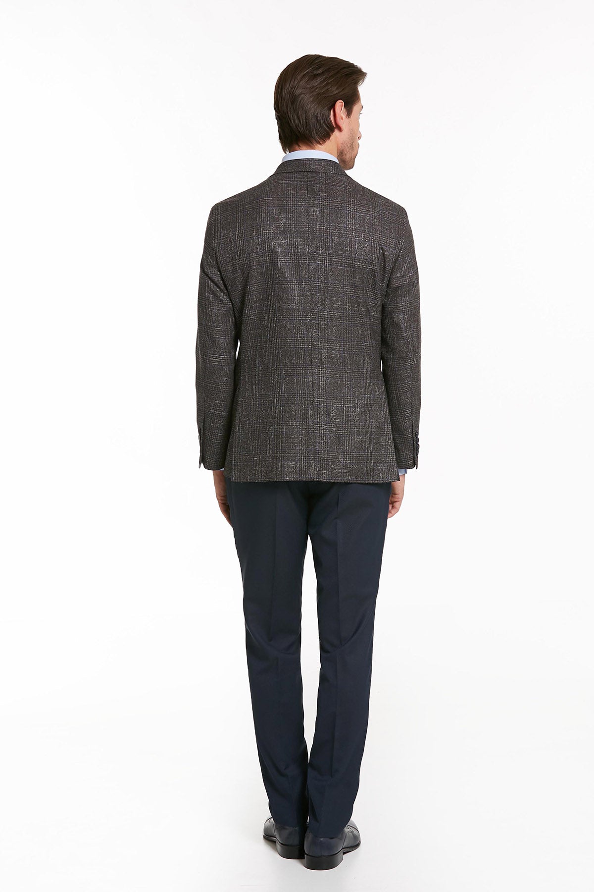 Slim Fit Notch Lapel Plaid Brown Casual Suit - SAYKI