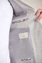 Slim Fit Notch Lapel Light Gray Linen Casual Suit - MIB