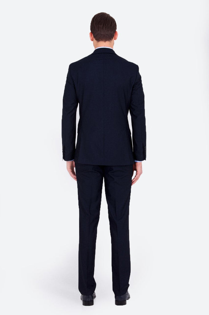 Slim Fit Notch Lapel Plain Navy Classic Suit - Classic Suit