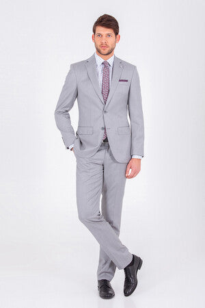Slim Fit Notch Lapel Plain Wool Dark Navy Classic Suit - MIB