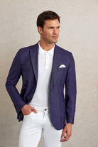 Slim Fit Notch Lapel Purple Casual Blazer - SAYKI