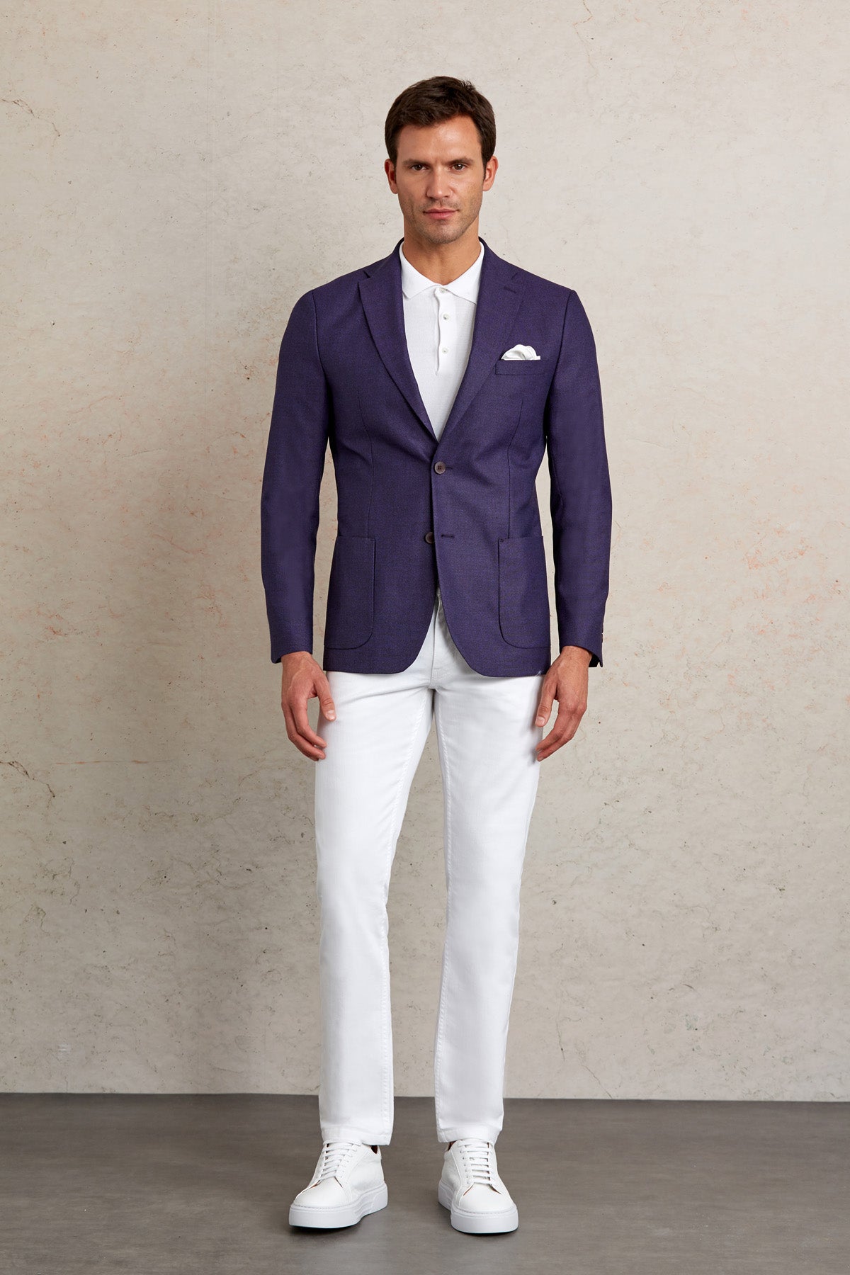 Slim Fit Notch Lapel Purple Casual Blazer - SAYKI