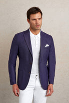 Slim Fit Notch Lapel Purple Casual Blazer - SAYKI