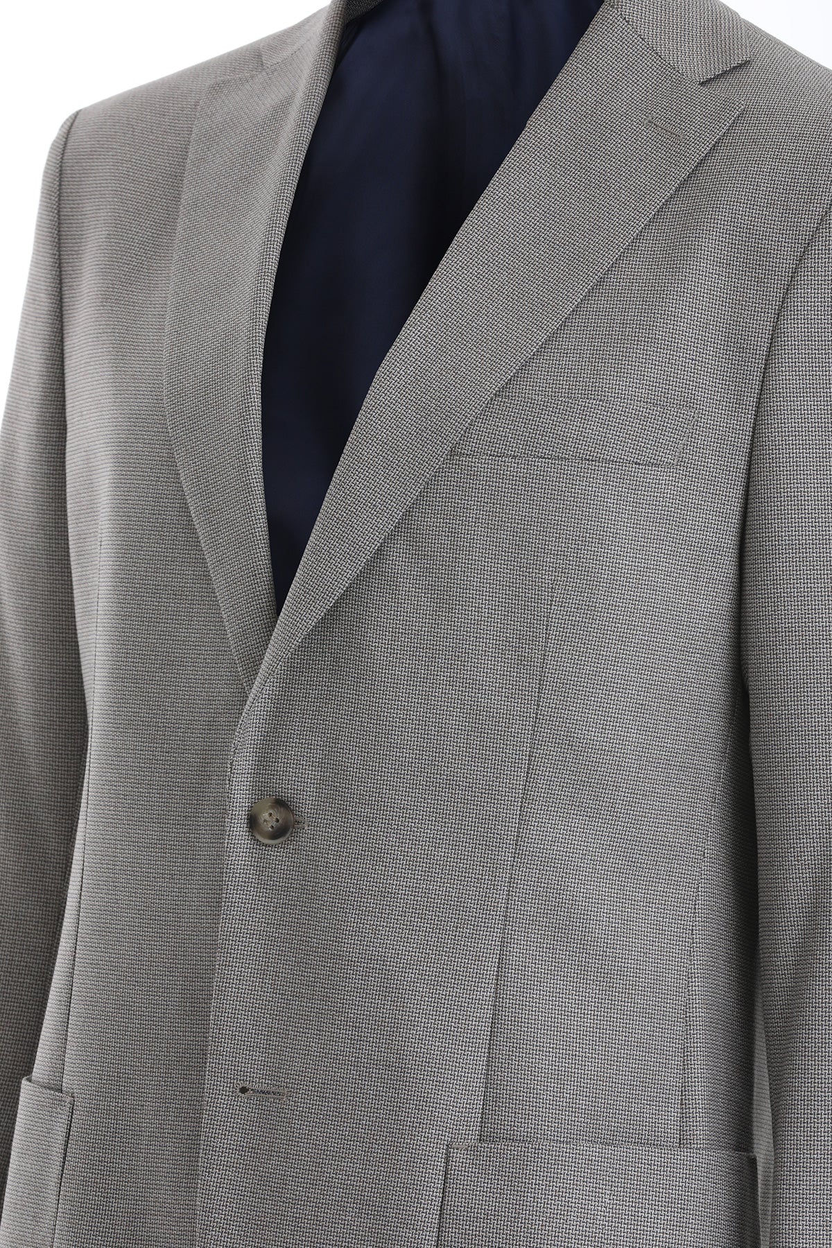 Slim Fit Notch Lapel Textured Beige Casual Blazer - SAYKI