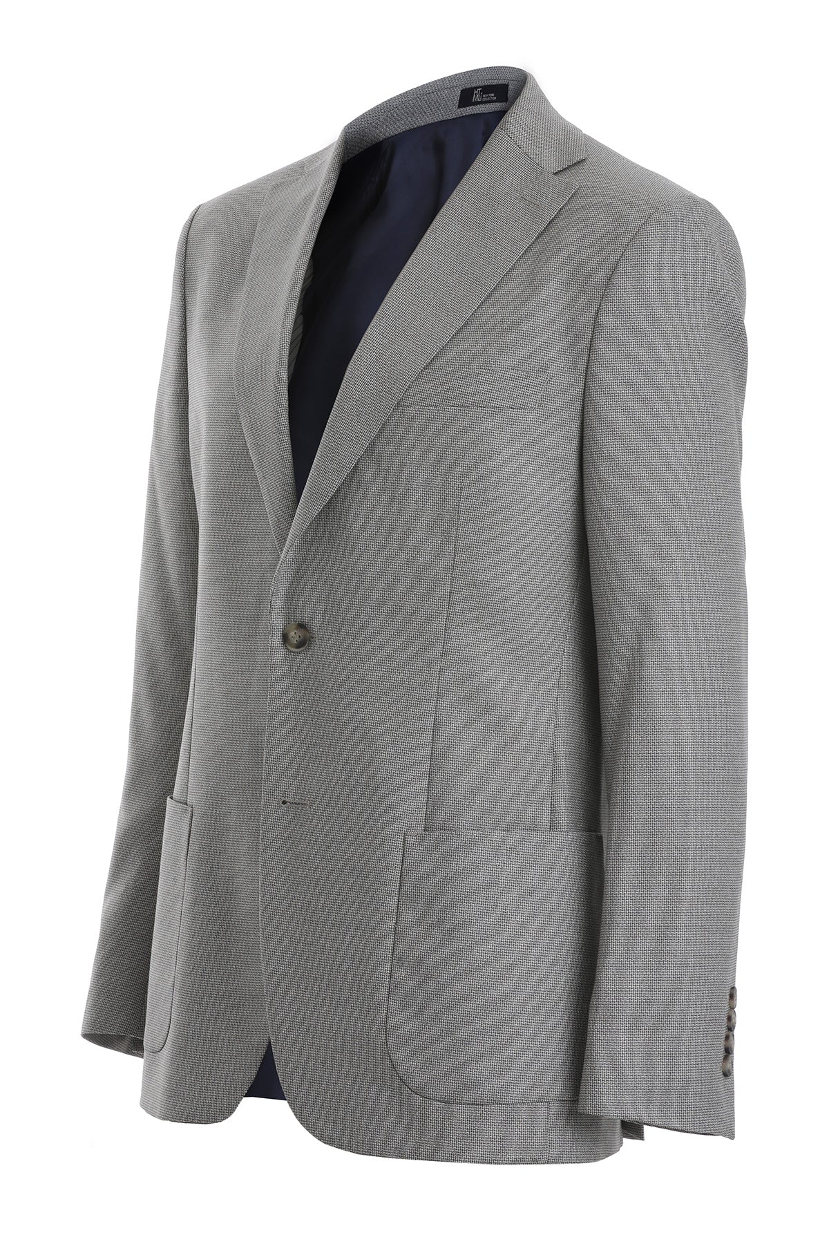 Slim Fit Notch Lapel Textured Beige Casual Blazer - SAYKI