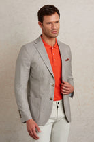 Slim Fit Notch Lapel Textured Beige Casual Blazer - SAYKI