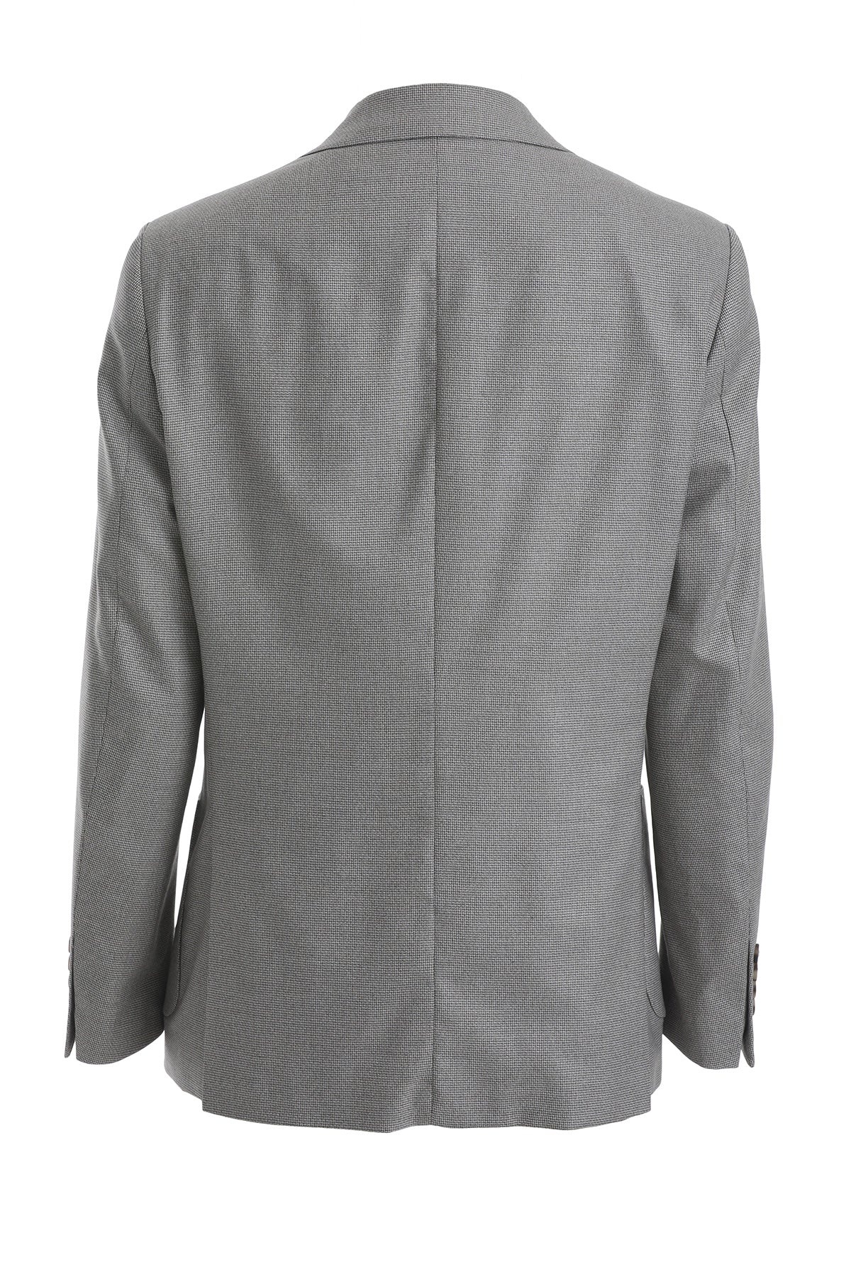Slim Fit Notch Lapel Textured Beige Casual Blazer - SAYKI