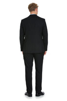 Slim Fit Notch Lapel Textured Black Classic Suit - SAYKI