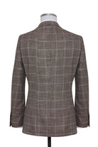 Slim Fit Notch Lapel Windowpane Plaid Brown Casual Blazer