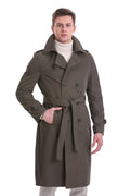 Slim Fit Odesa Flat Collar Khaki Long Coat