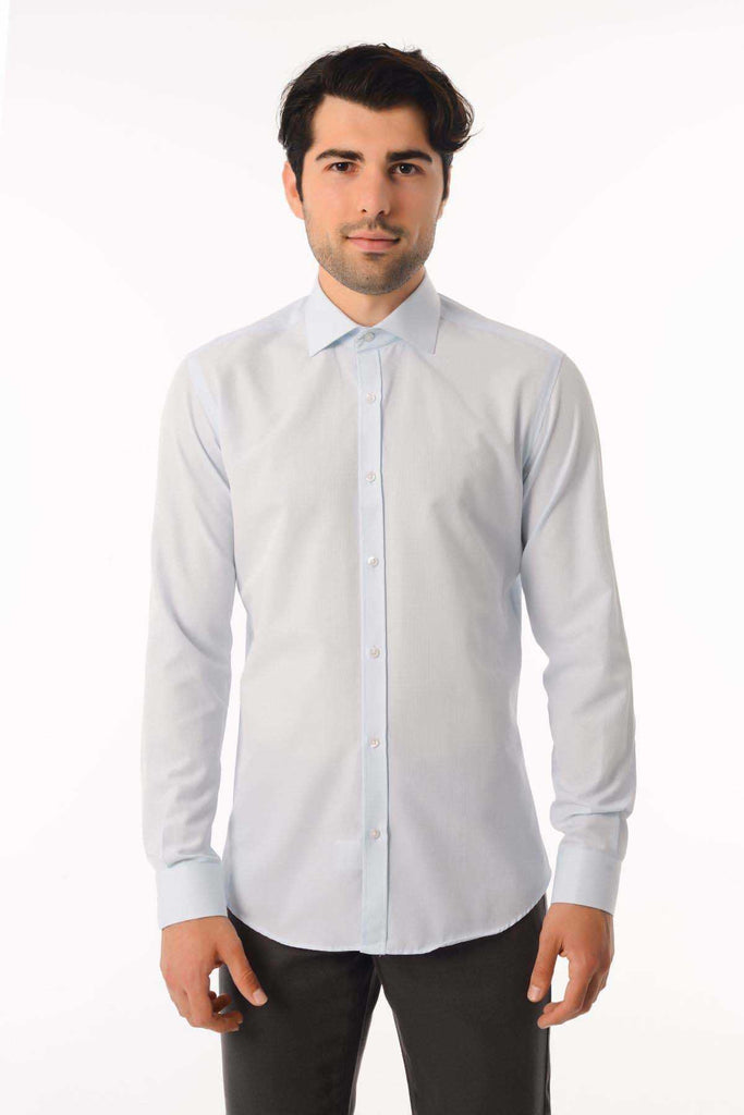 Slim Fit Patterned Cotton Blend Blue Casual Shirt - MIB