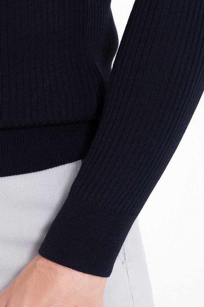Slim Fit Patterned Gray Turtleneck Sweater - MIB
