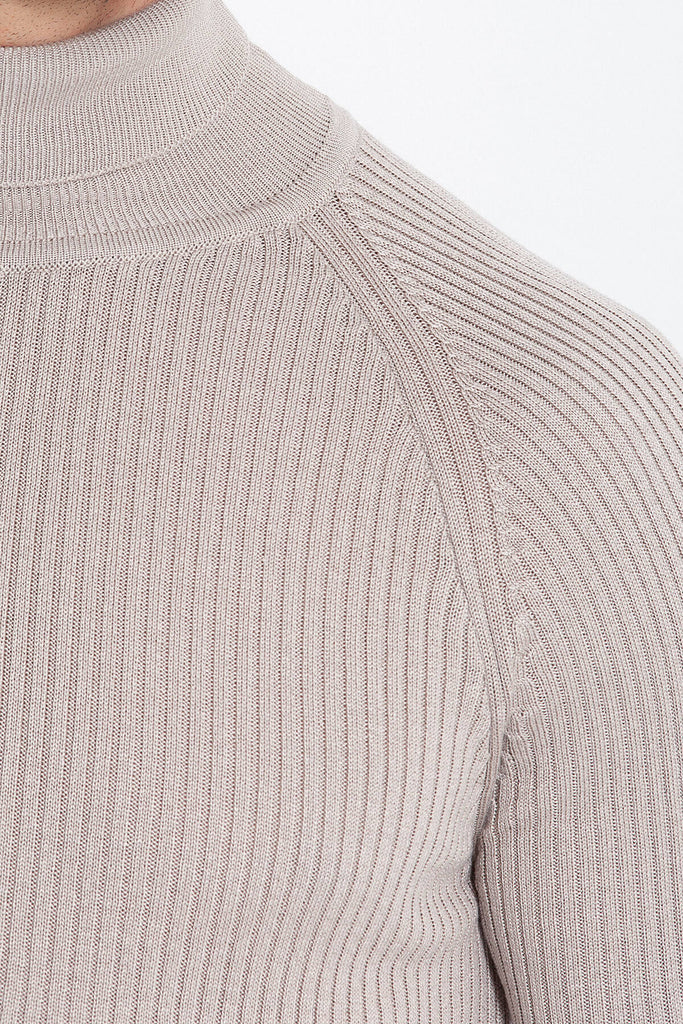 Slim Fit Patterned Gray Turtleneck Sweater - MIB