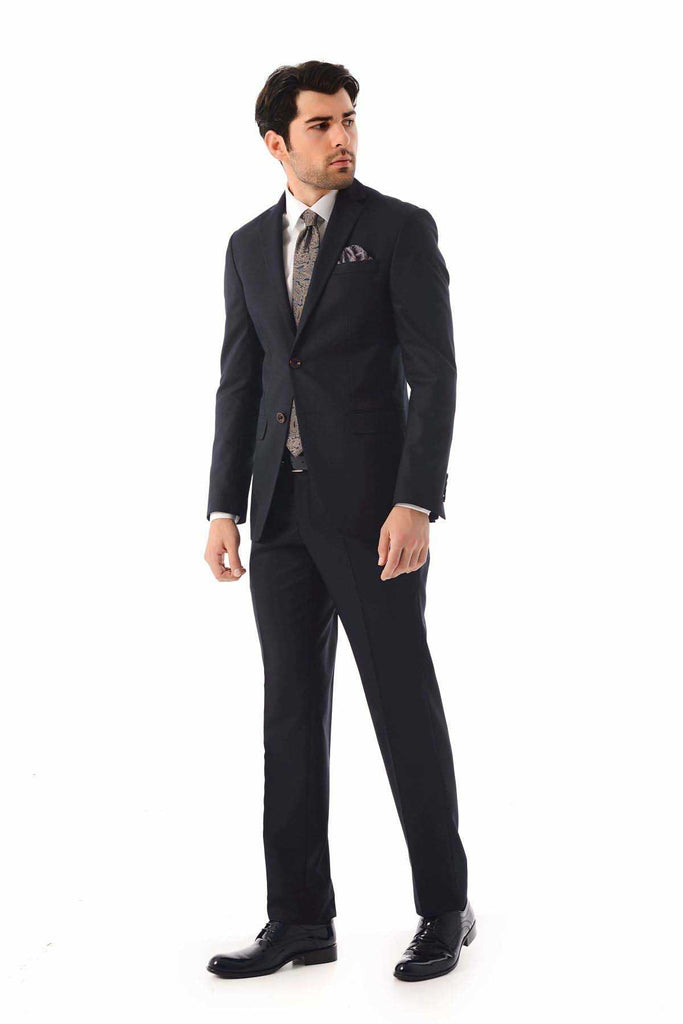 Slim Fit Peak Lapel Dark Navy Classic Suit - MIB