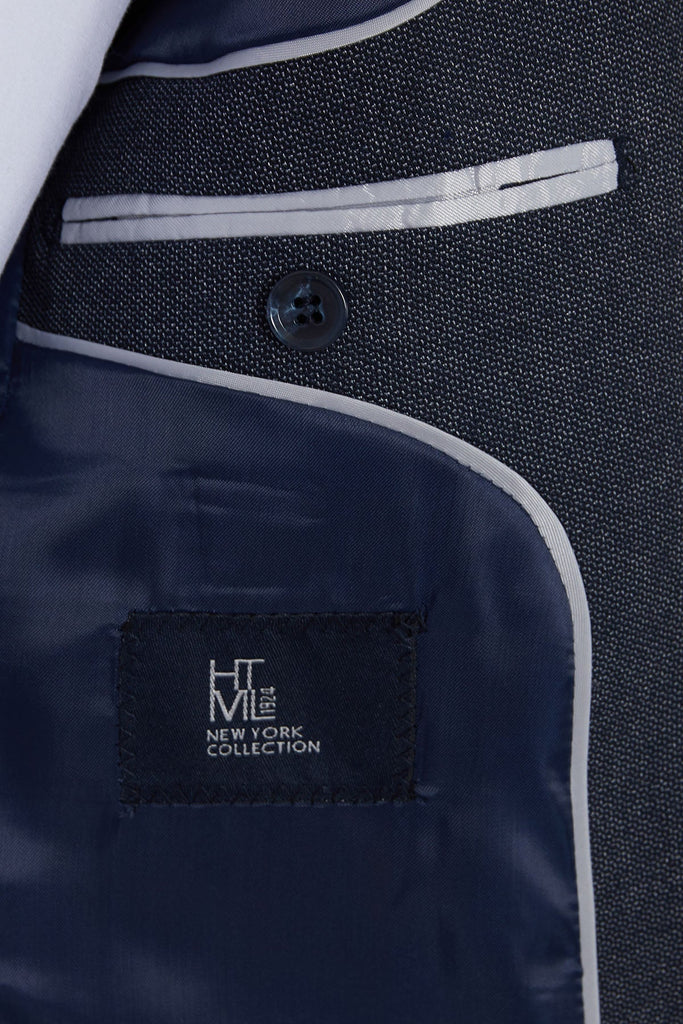 Slim Fit Peak Lapel Patterned Navy Casual Suit - Casual Suit