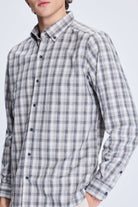 Slim Fit Plaid Cotton Blend Beige Casual Shirt - MIB