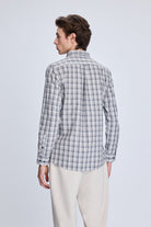 Slim Fit Plaid Cotton Blend Beige Casual Shirt - MIB
