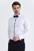 Slim Fit Plain French Cuff Cotton White Tuxedo Shirt