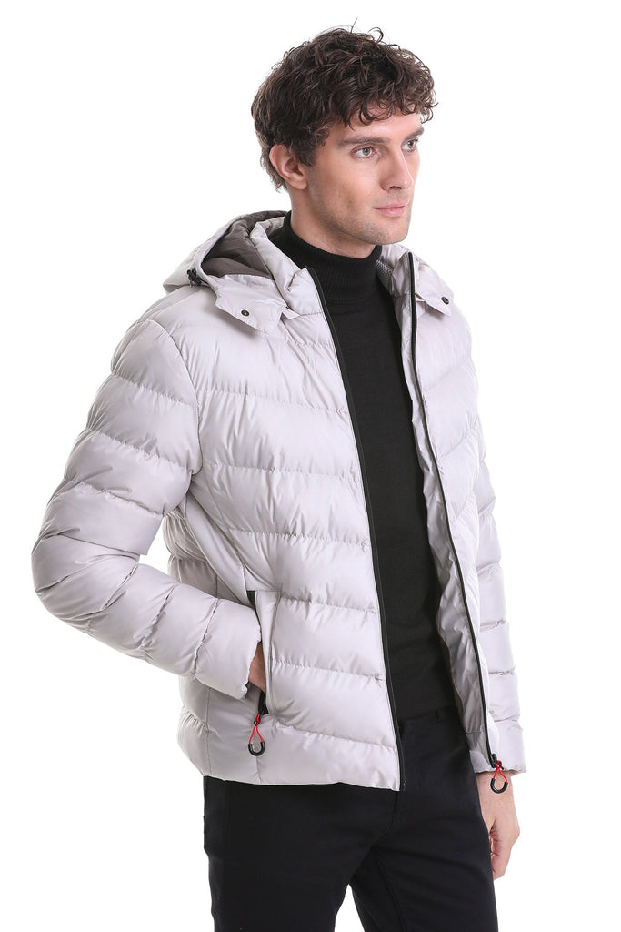 Slim Fit Polyester Outerwear - Tom Hooded Stand Collar Coat