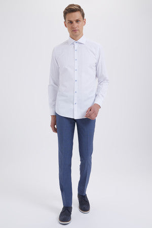 Slim Fit Printed Cotton Blend Navy Casual Shirt - MIB