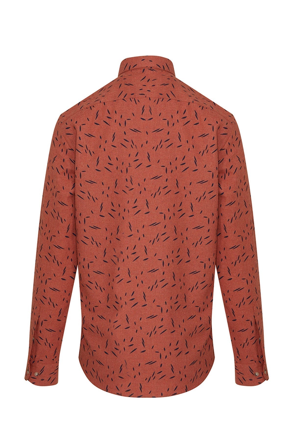 Slim Fit Printed Cotton Blend Orange Casual Shirt - MIB