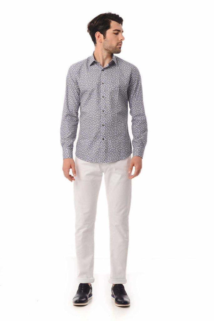 Slim Fit Printed Cotton Gray Casual Shirt - Casual Shirt
