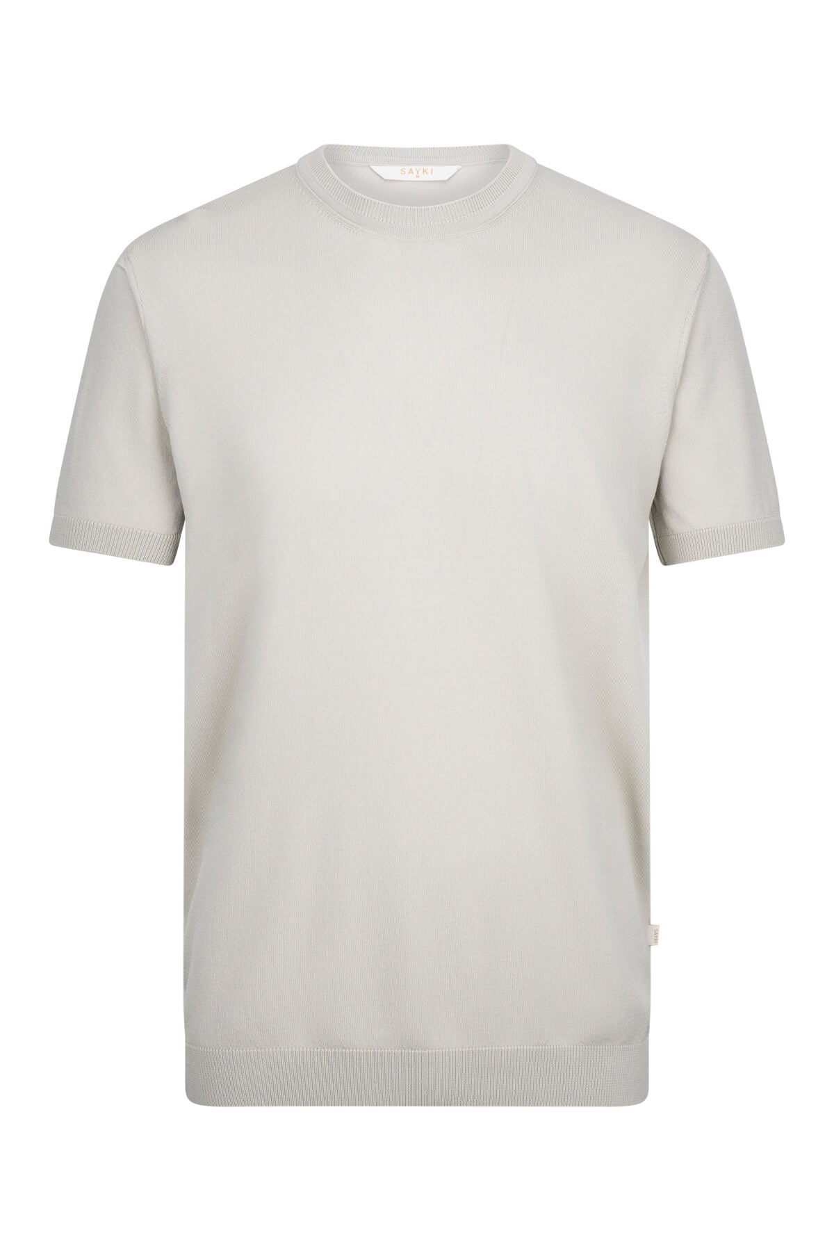 Slim Fit Rayon Khaki Crew Neck Knit T-Shirt - SAYKI